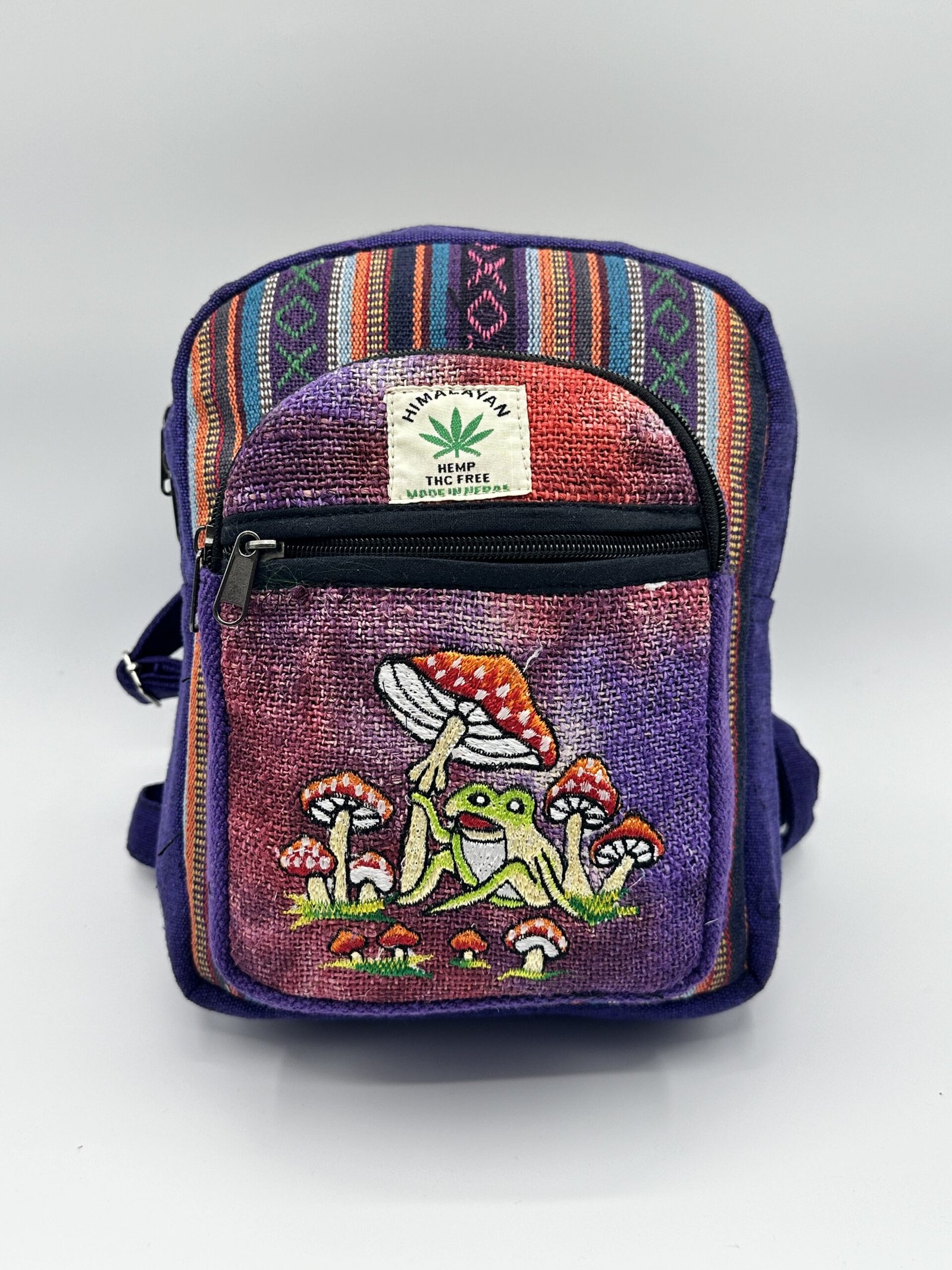 Mushroom Embroidery hemp backpack