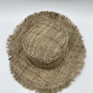 Stylish Neutral Color Frill Hemp Hat