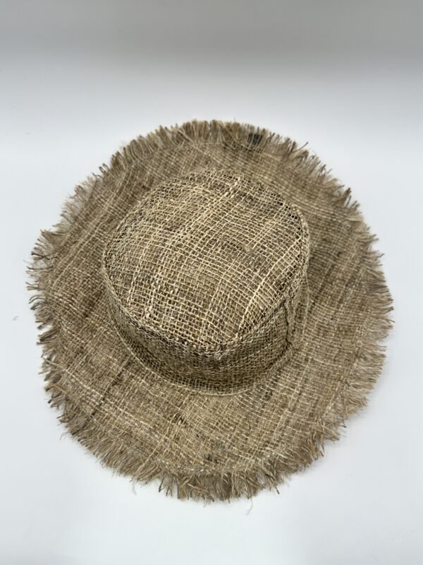 Stylish Neutral Color Frill Hemp Hat