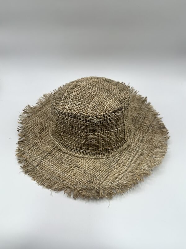 Stylish Natural Color Frill Hemp Hat