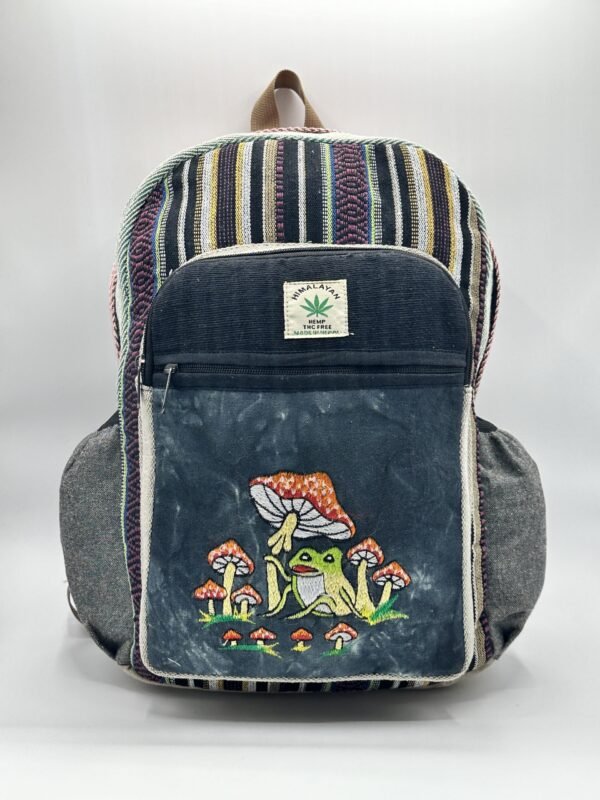 Organic Mushroom with frog tie dye Hemp Bag