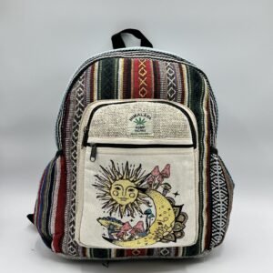 Sun moon and mushroom digital hemp backpack