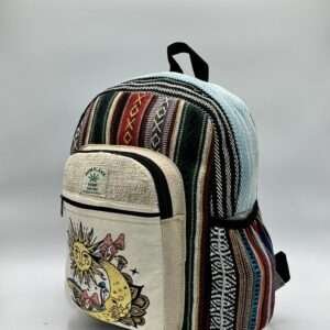 Sun moon and mushroom digital hemp backpack