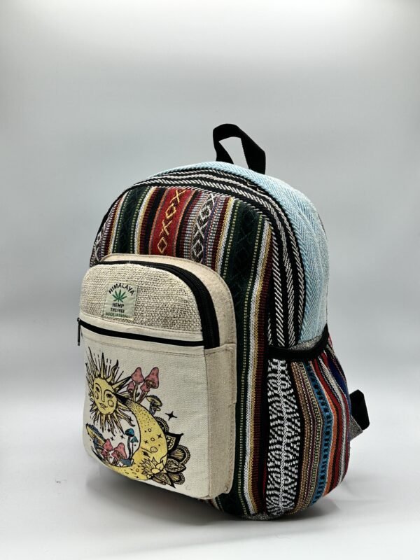 Sun moon and mushroom digital hemp backpack