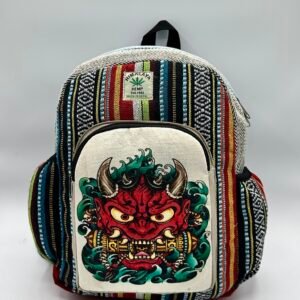 Bhairav print hemp backpack