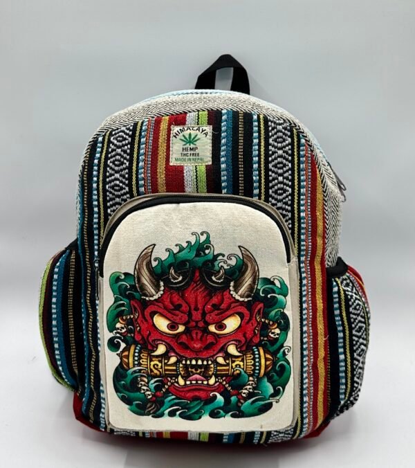 Bhairav print hemp backpack