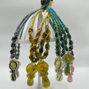 Pendent Smoking Glass Pipe with Multicolor hemp Necklace